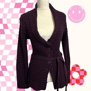 Carol Rose Deep Purple Cardigan Sweater